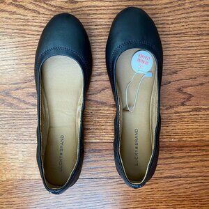 NEW WITH TAGS Lucky Brand Emmie Ballet Flat Black Leather Women’s Size 8.5